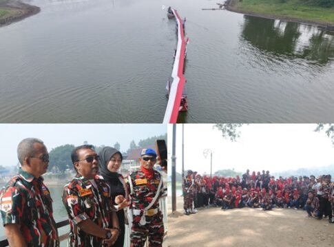 LMP Bandung Barat betangkan bendera 100 meter di Situ Ciburuy